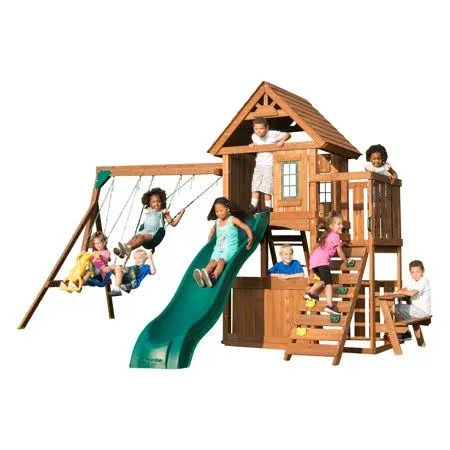 Swing-N-Slide WS 8348 Tioga Fort Swing Set, Wood