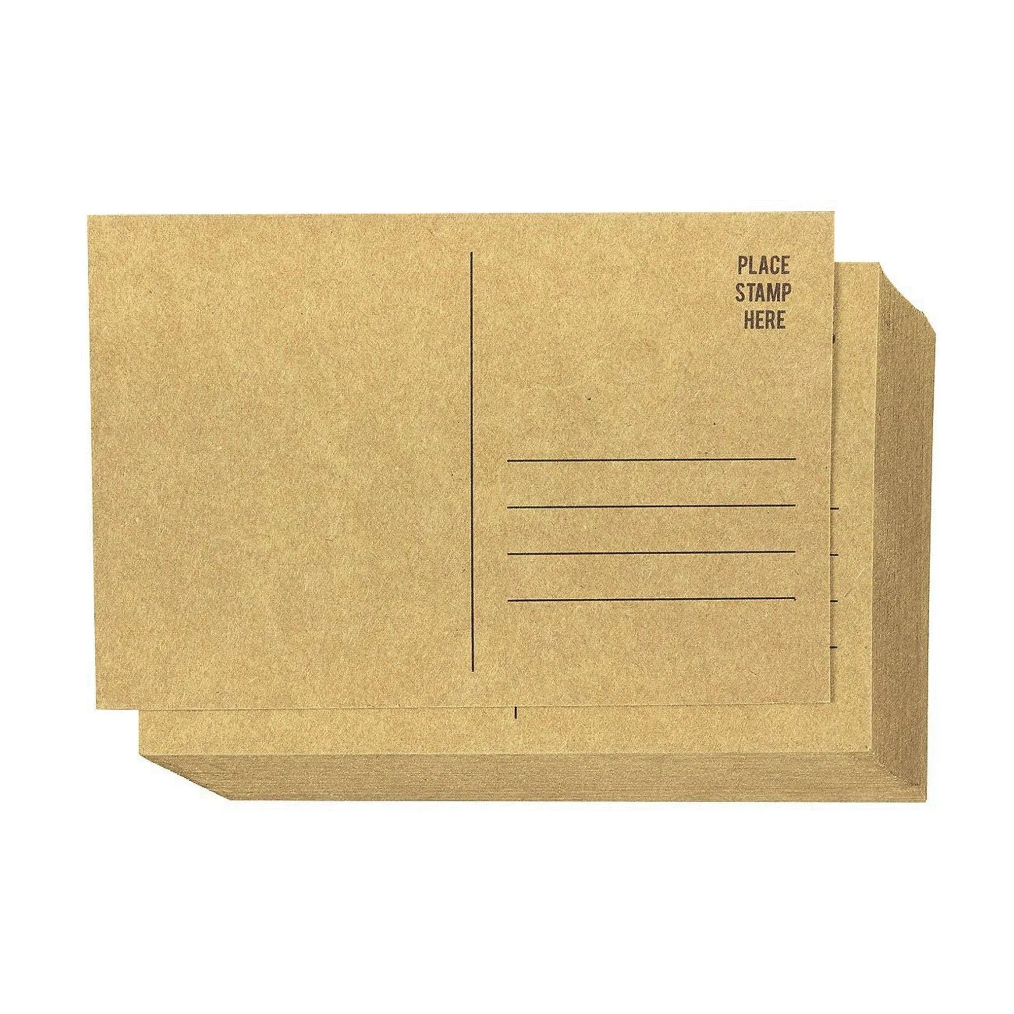 Set of 50 Brown Kraft Paper Blank Cardstock Postcards Pack - Self Mailer Mailing