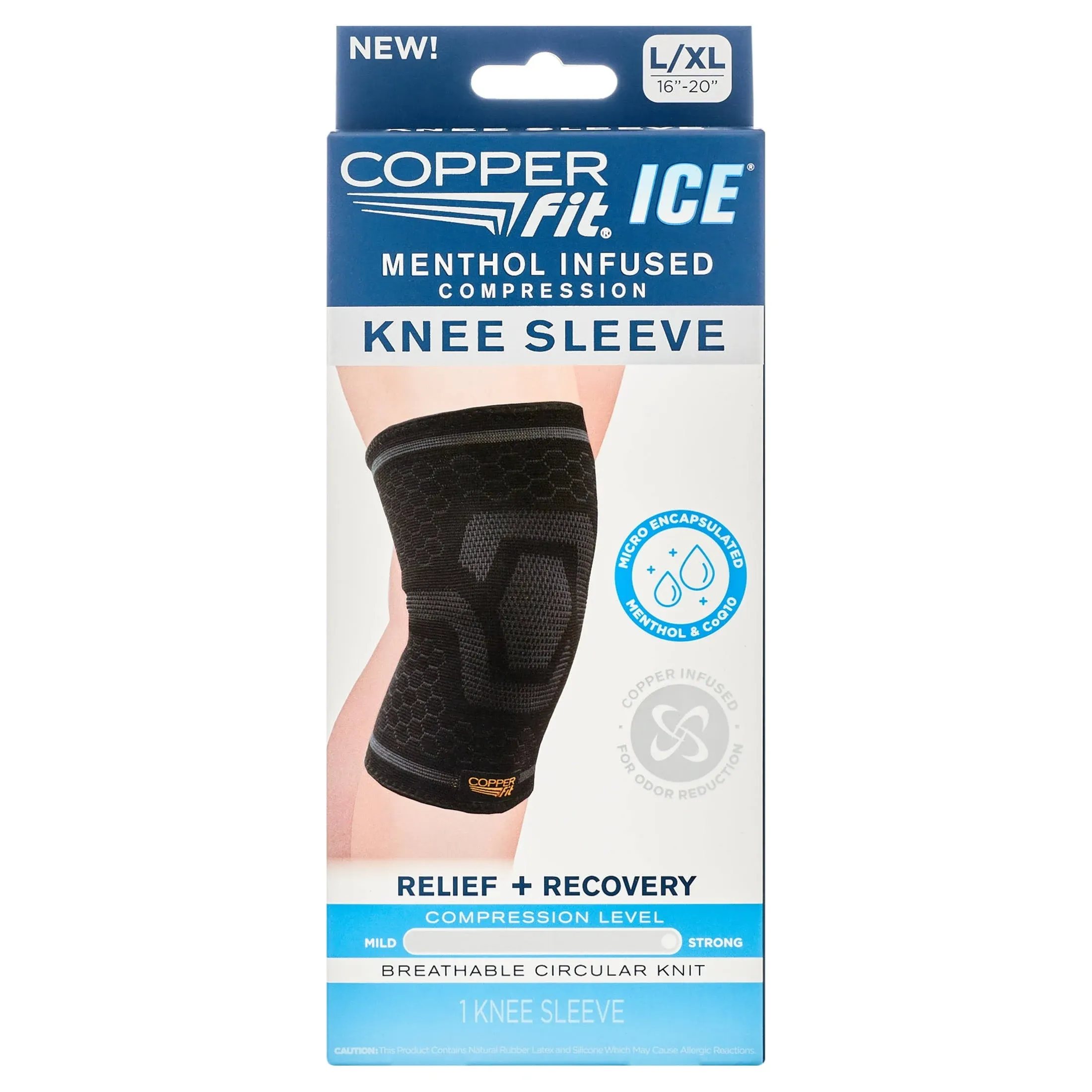 Copper Fit-Ice Compression Knee Sleeve Black anti-chaffing seamless