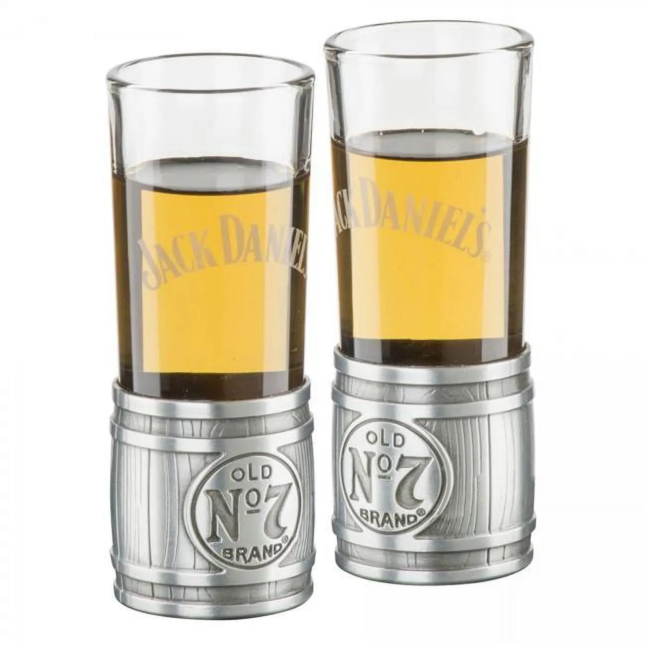 Jack Daniels Metal Barrel Set of 2 Shooters Silver