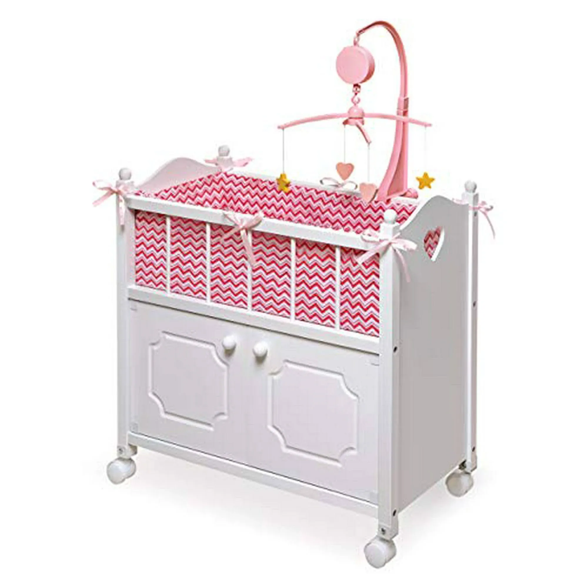 Badger Basket Cabinet Doll Crib with Bedding and Mobile Fits American Girl Dolls ...