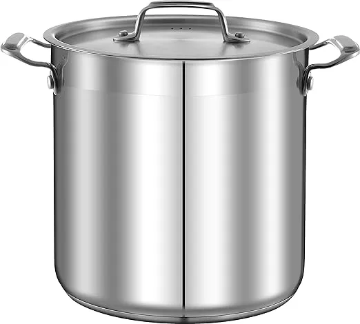 Nutrichef Stainless Steel Cookware Stockpot, 35 Quart Heavy Duty Induction Soup Pot With Stainless Steel Lid And Strong Riveted Handles, Even Heat Distribution, Compatible With Most Cooktops