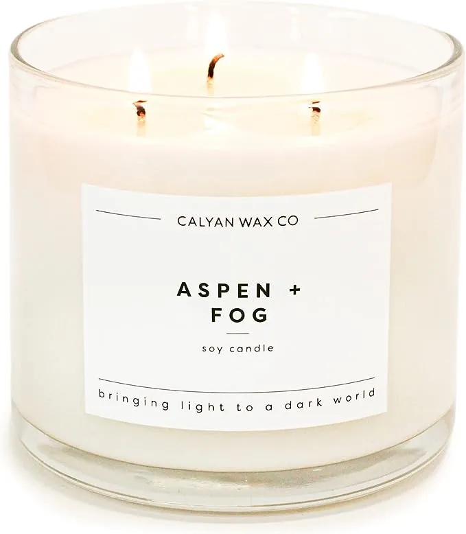 Calyan Wax Scented Candle, Aspen & Fog, 3 Wick Candle for The Home Scented