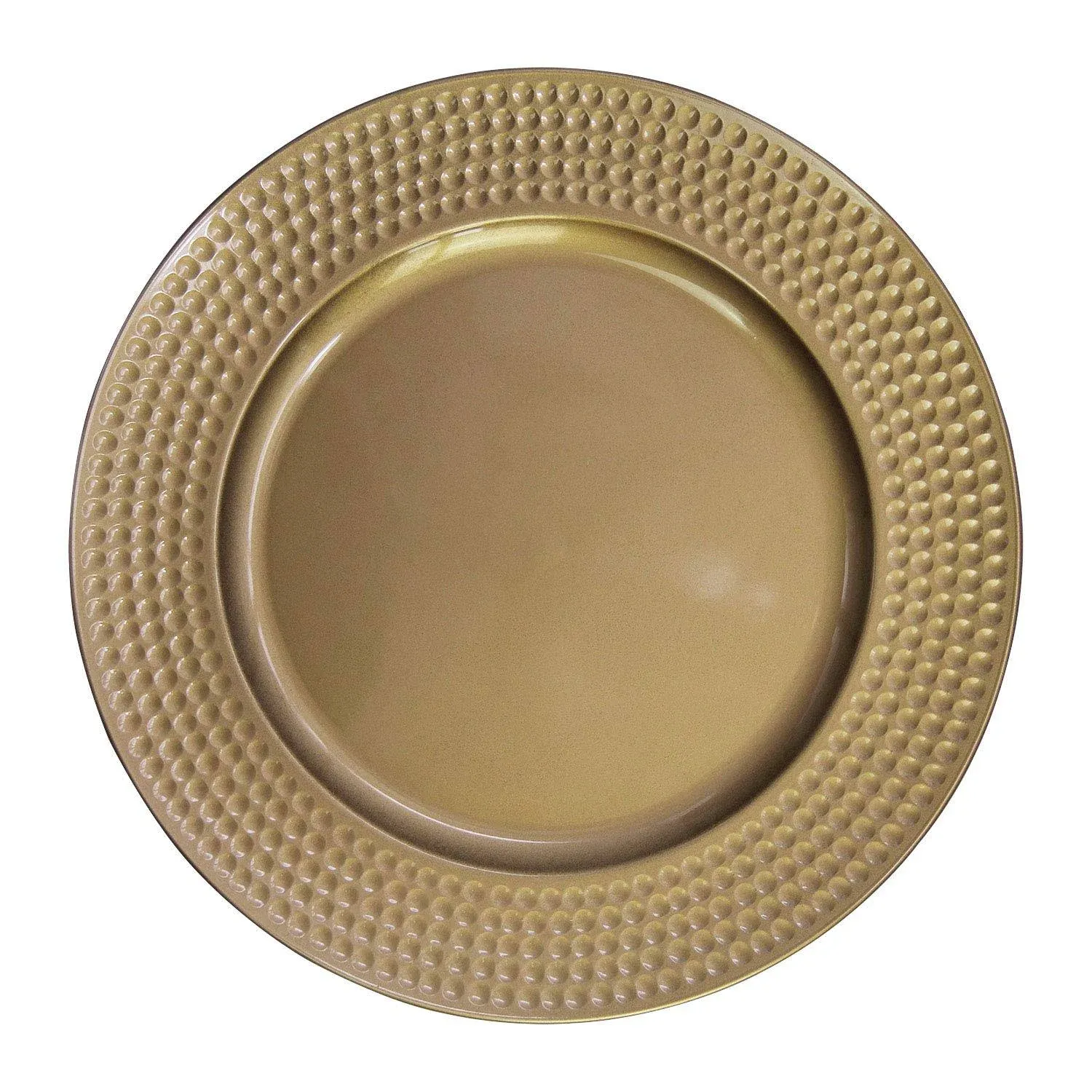 WELMATCH Gold Plastic Hammer Edge Charger Plates - 12 pcs 13 Inch Round Wedding Party Events Decroation Charger Plates (Hammer Gold, 12)