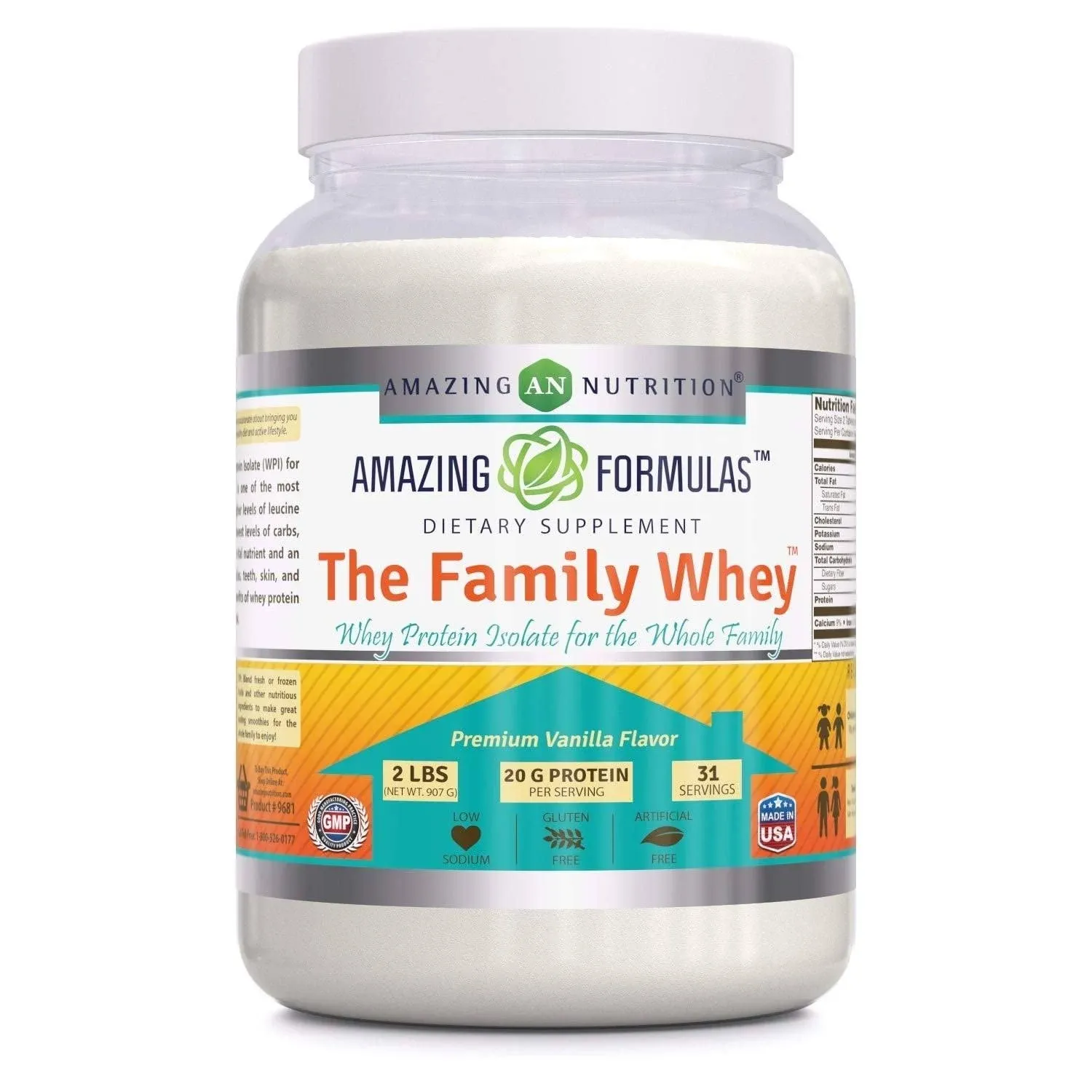 Amazing Formulas The Family Whey | 20 Grams Protein | Vanilla Flavor | 31 Servings