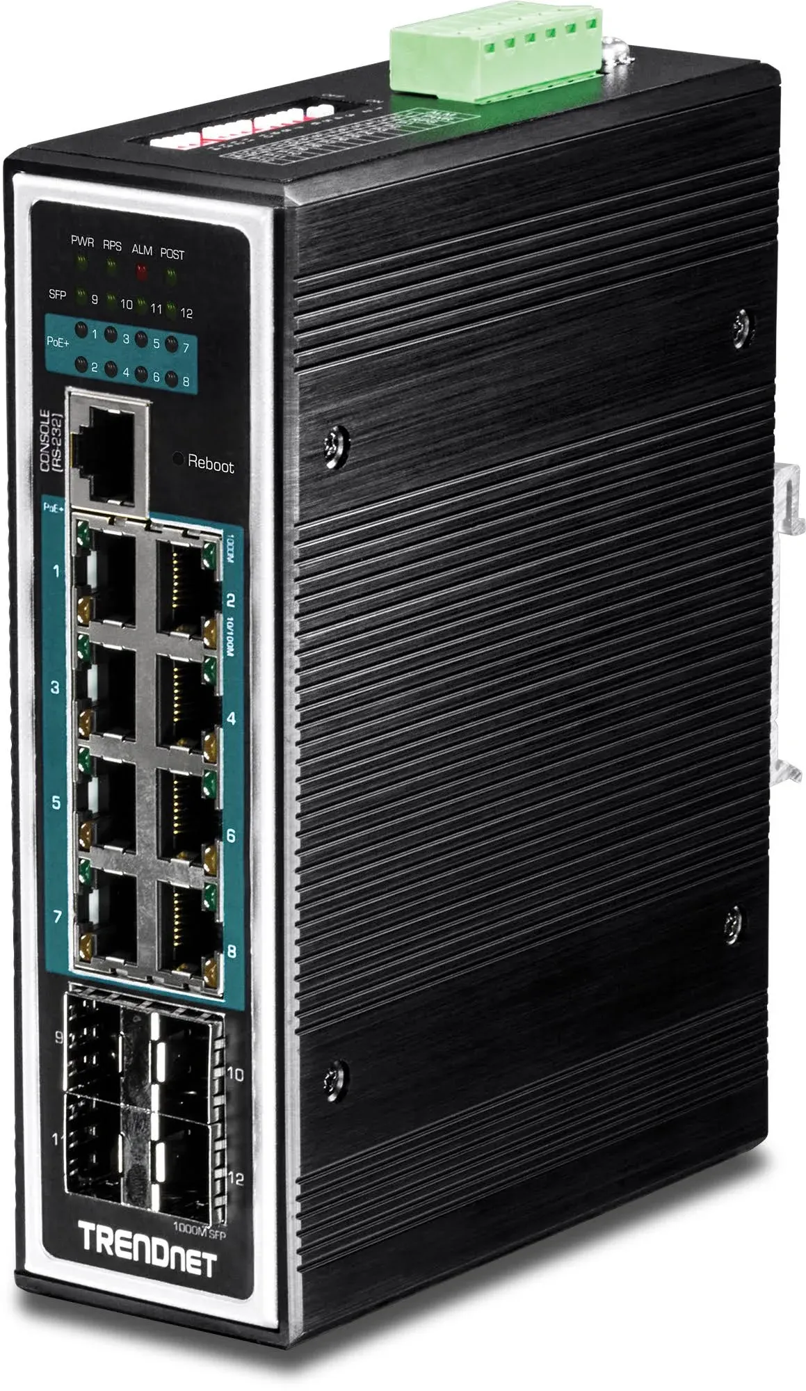 TRENDnet TI-PG1284i 12-Port Hardened Industrial Gigabit PoE+ Layer 2+ Managed DIN ...