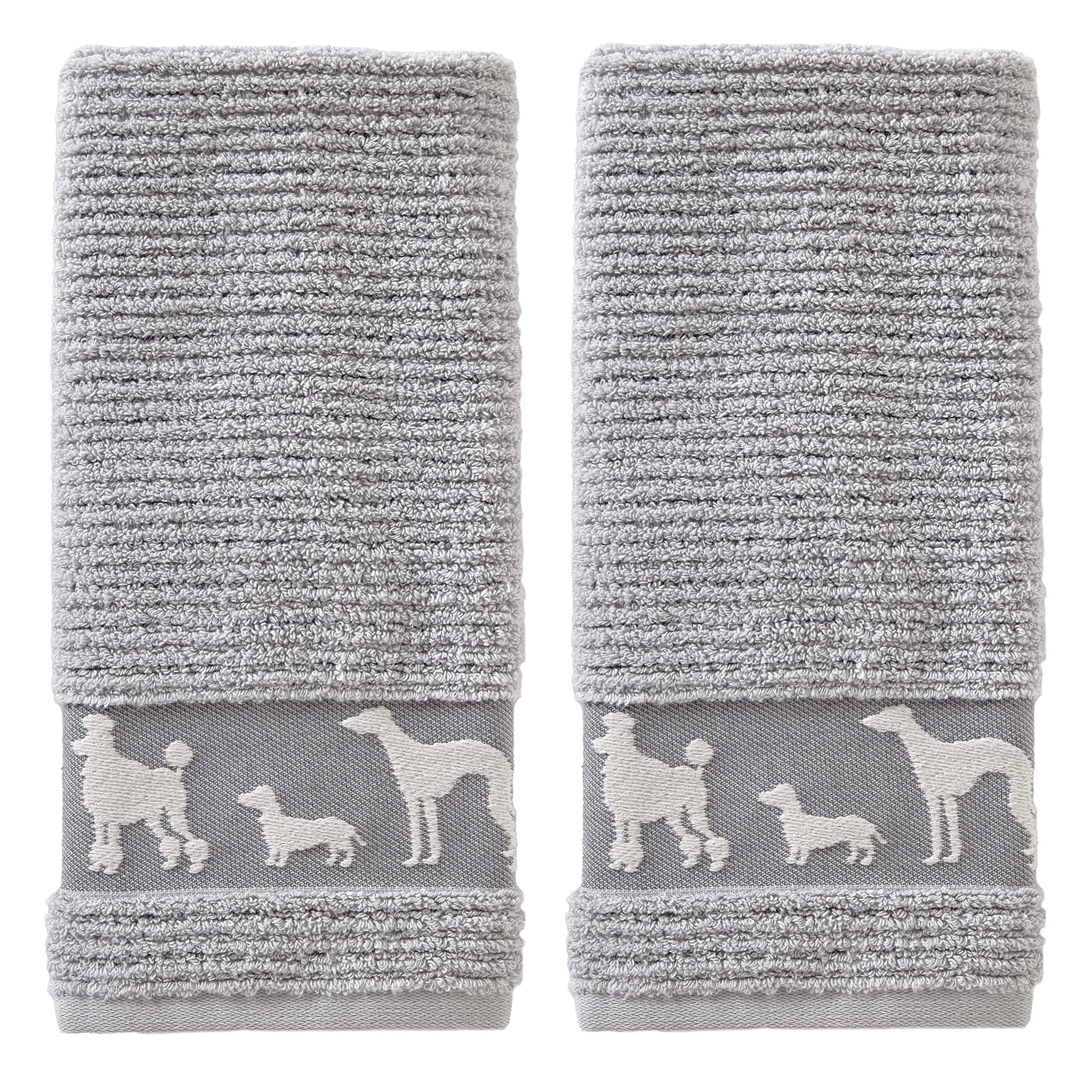 SKL Home Vern Yip Dog Daze Hand Towel Set, Gray 2 Count