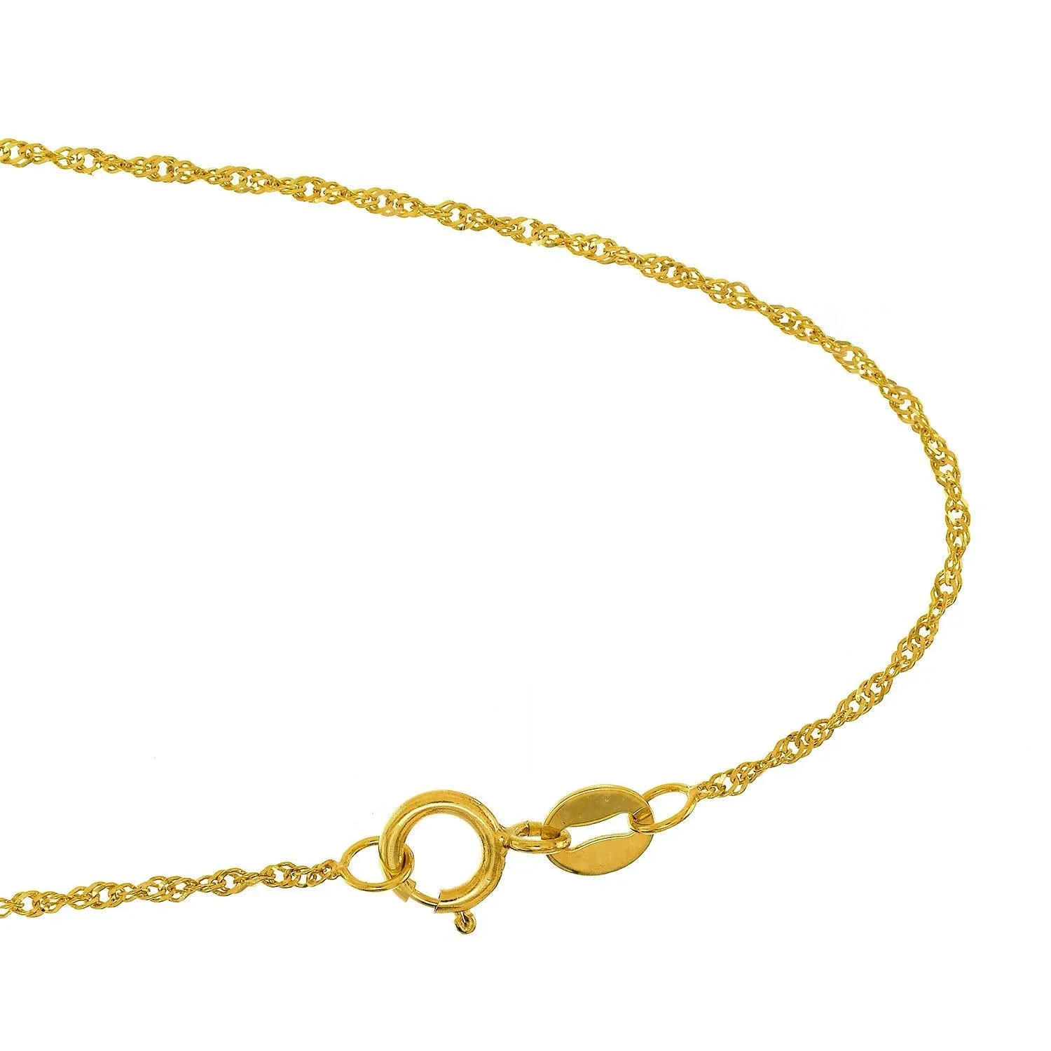 14k Yellow Gold Singapore Chain Bracelet, 1mm, 7&#034;