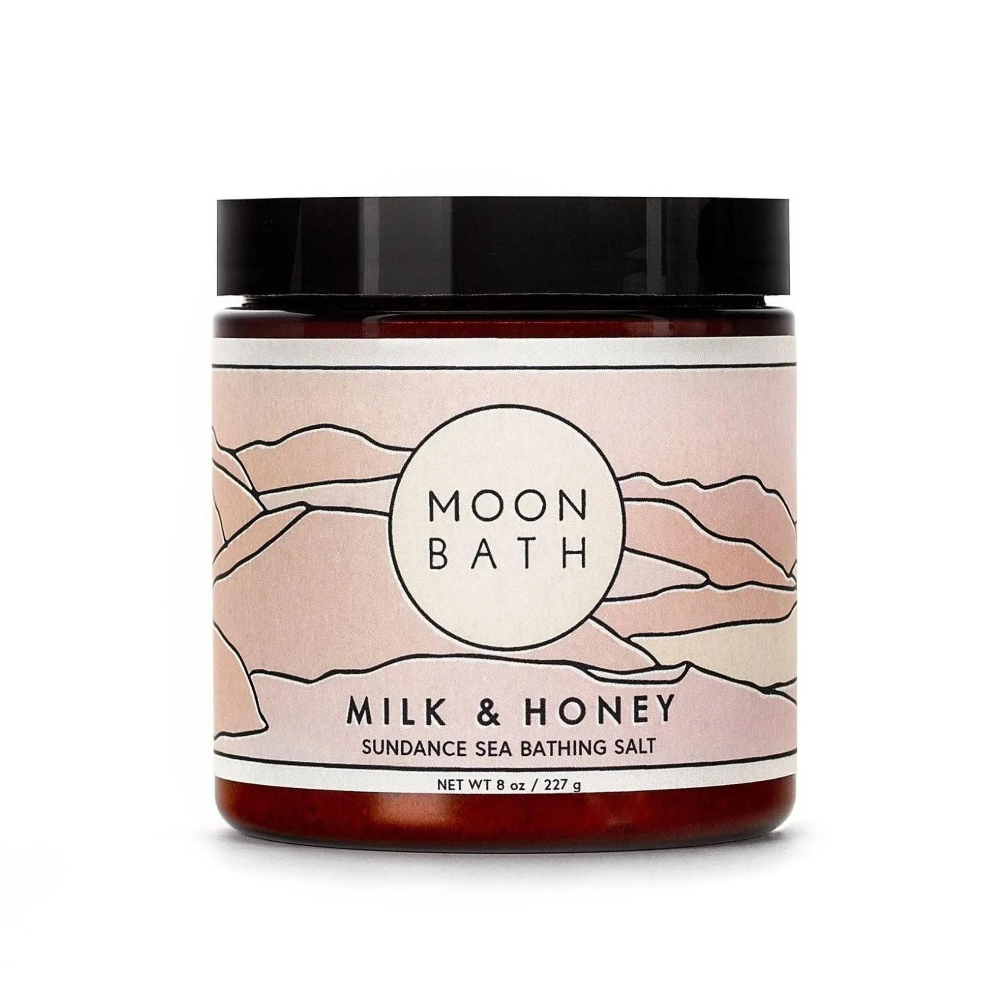 Moon Bath Milk + Honey Sundance Sea Bath Salts | Exfoliating Body Scrub & Bath Soak w/Frankincense, Bergamot & Lavender Essential Oil. Relax, Soothe Muscles, Detox | Organic Body Care, 8 oz.