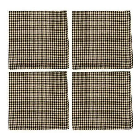 The Country House Collection Granny s Black and Cream Gingham 18 x 18 All Cotton Napkin Pack of 4