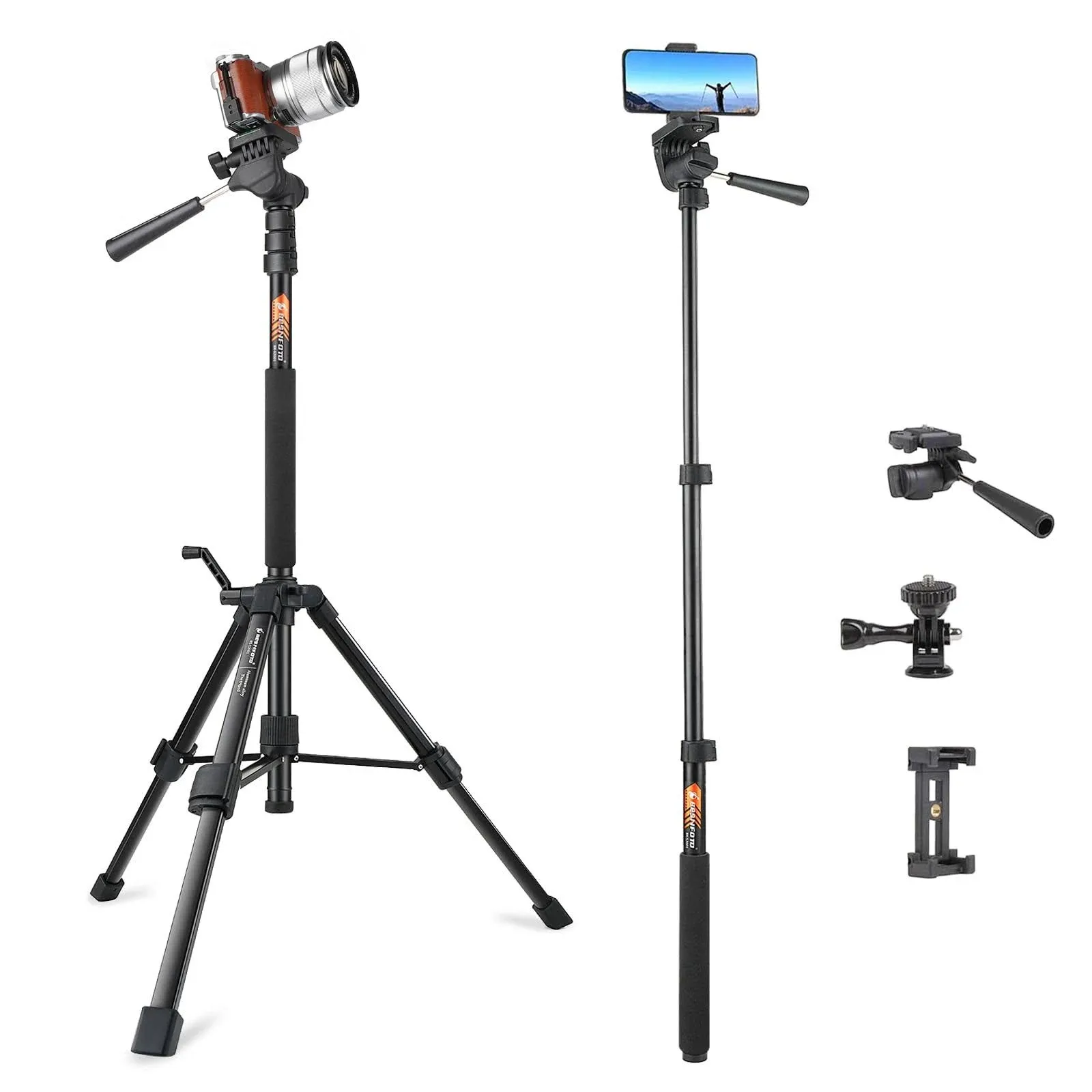 Besnfoto 70-Inch Camera/Phone Tripod Monopod Aluminum Lightweight Compact For