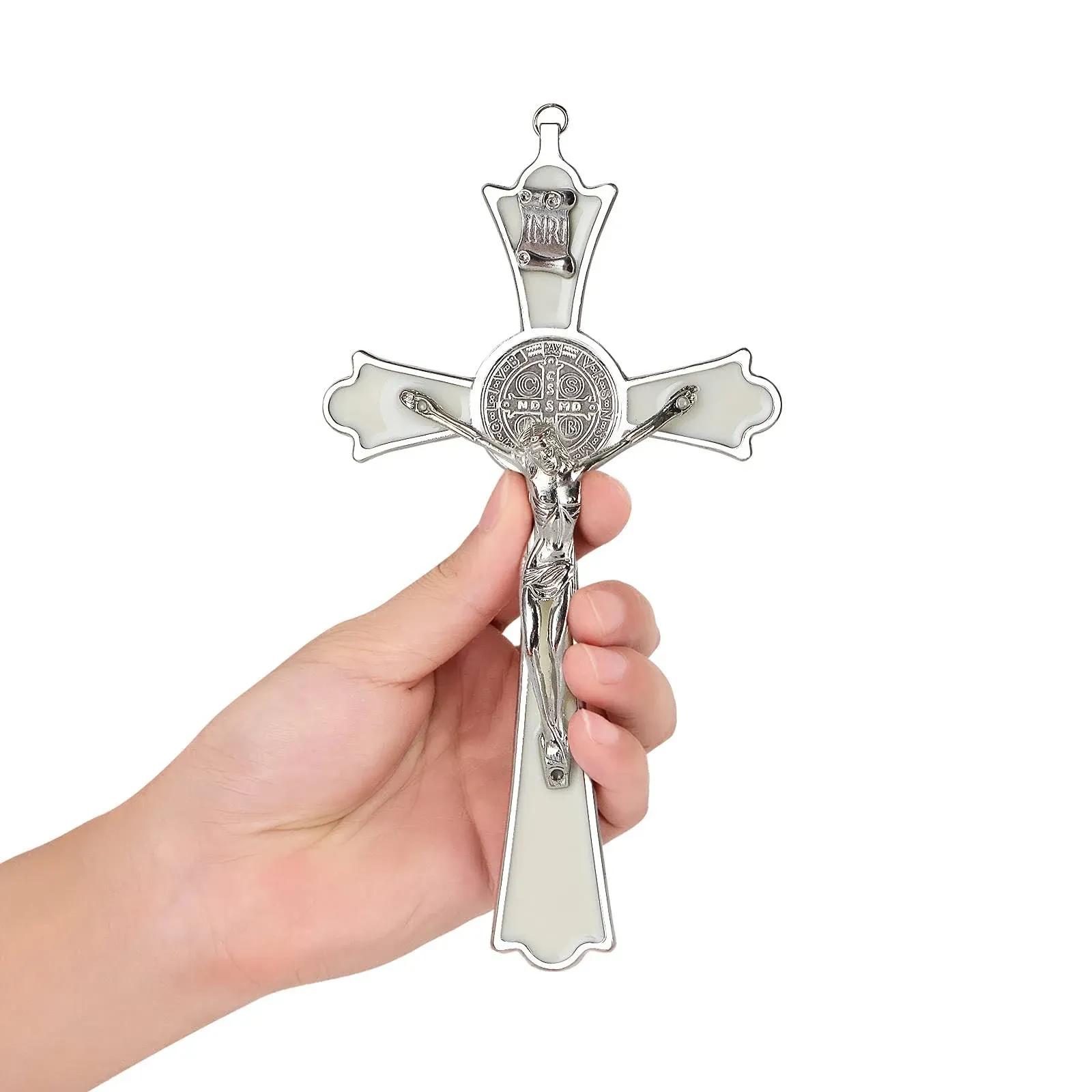 VINETEN Saint Benedict Enamel Crucifix - Crucifix Wall Cross Metal Wall Art-8 Inch Cross Give Blessing and The Spiritual Sacred:Faith Gift for your Acquaintances