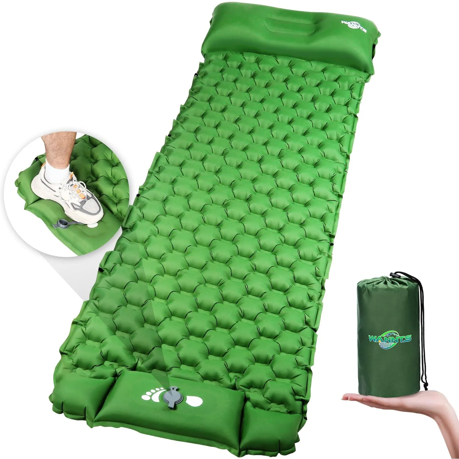 WANNTS Sleeping Pad Ultralight Inflatable Sleeping Pad for Camping,, Green