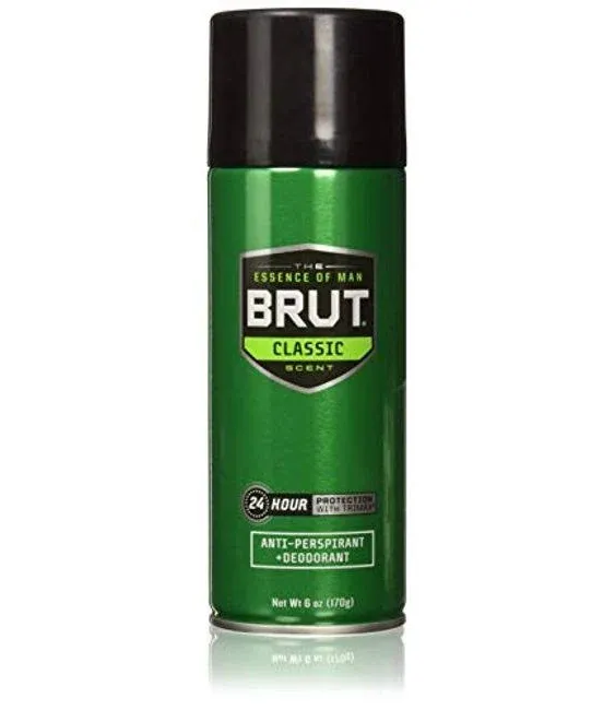 Brut Deodorant 6oz Aerosol Classic Scent(Anti-Perspirant) (6 Pack)