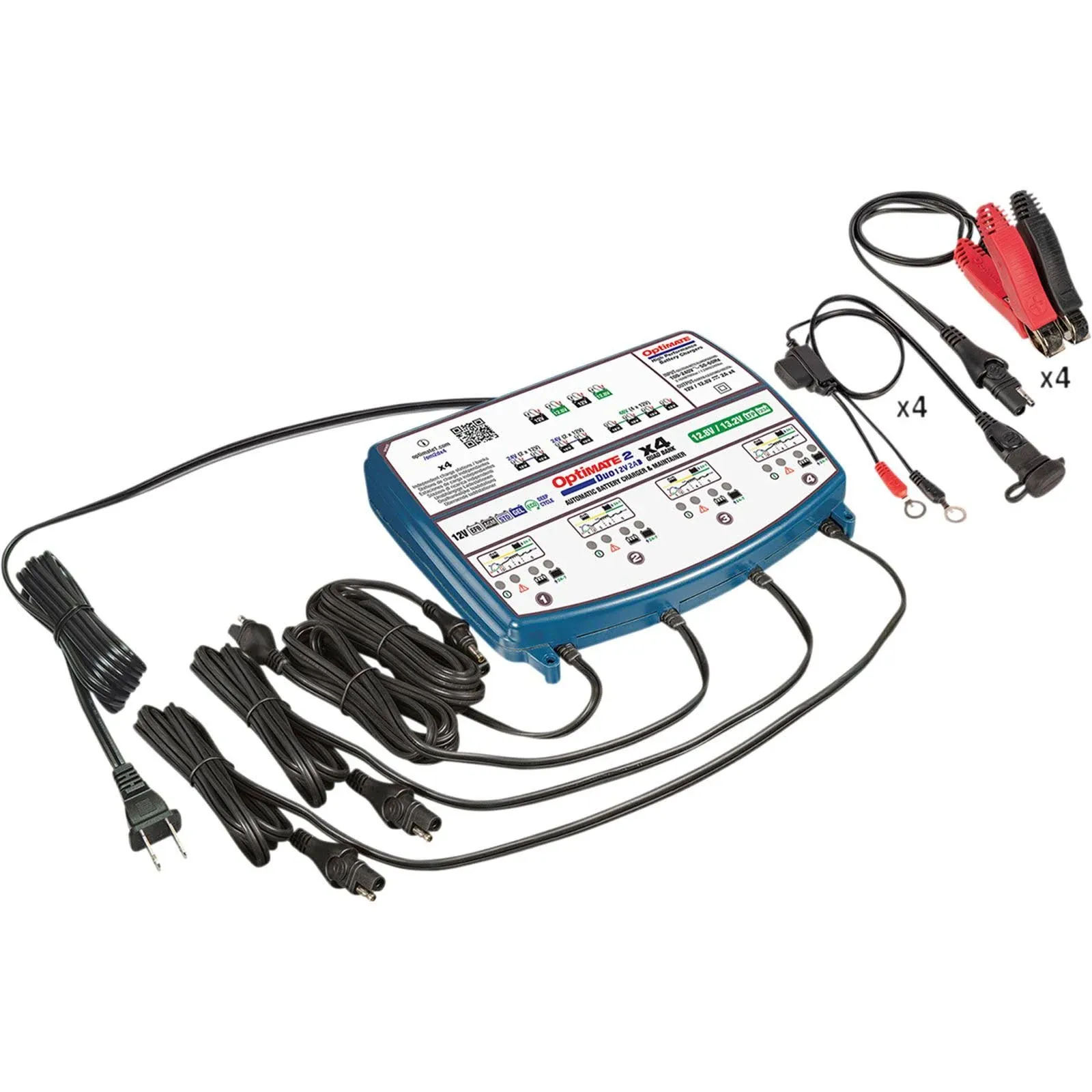 Tecmate TCMTM-575 Optimate 2 Duo x 4 Bank Bronze 5 Step Automatic Battery Charger ...