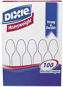 Dixie Th207 Plastic Cutlery, Heavyweight Teaspoons, White, 100/Box