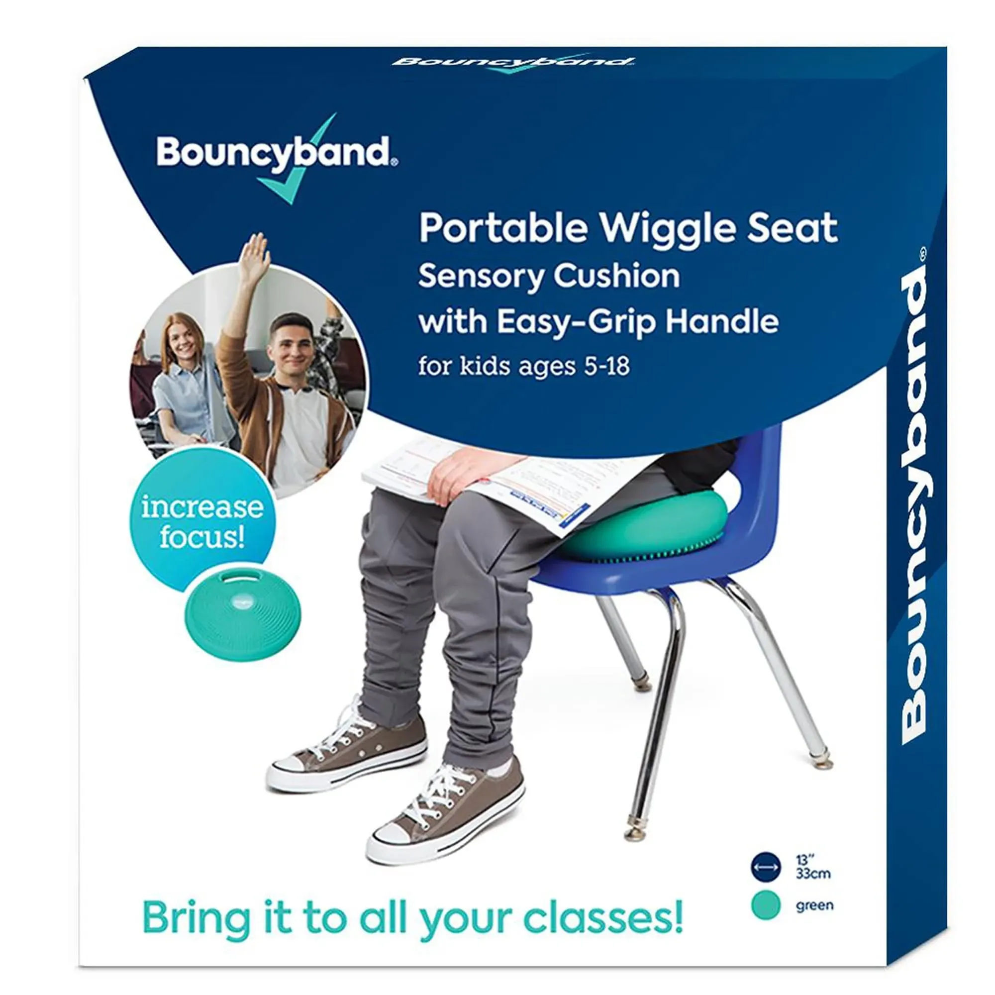 Bouncyband Portable Wiggle Seat Sensory Cushion, Green