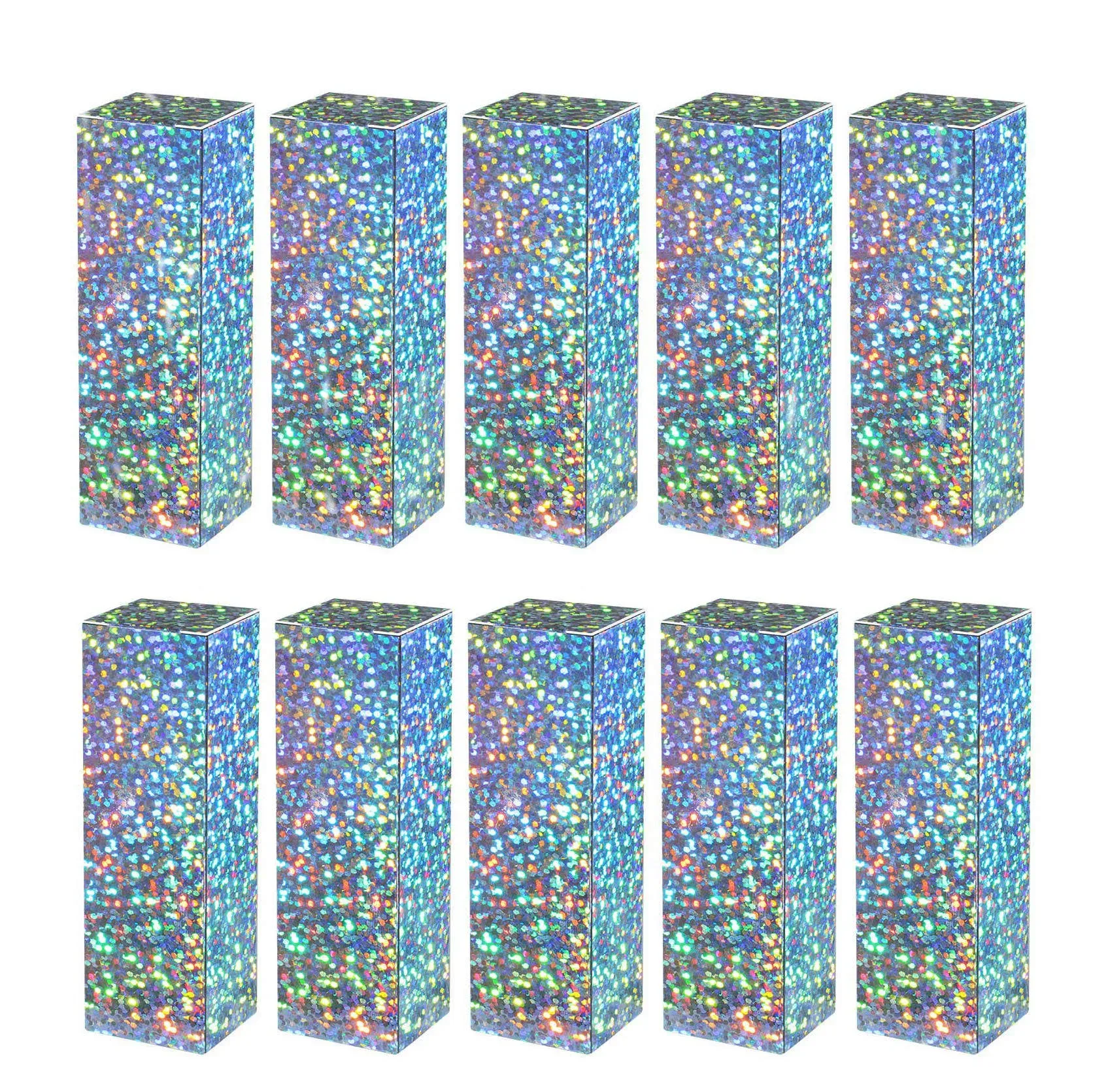 Healthcom 100 Packs Shiny Laser Silver Lipstick Tube Packaging Box Kraft Paper ...