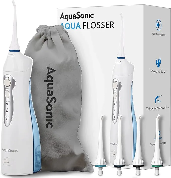 Aquasonic Aqua Professionnel rechargeable Flosseur Avec 4 Conseils