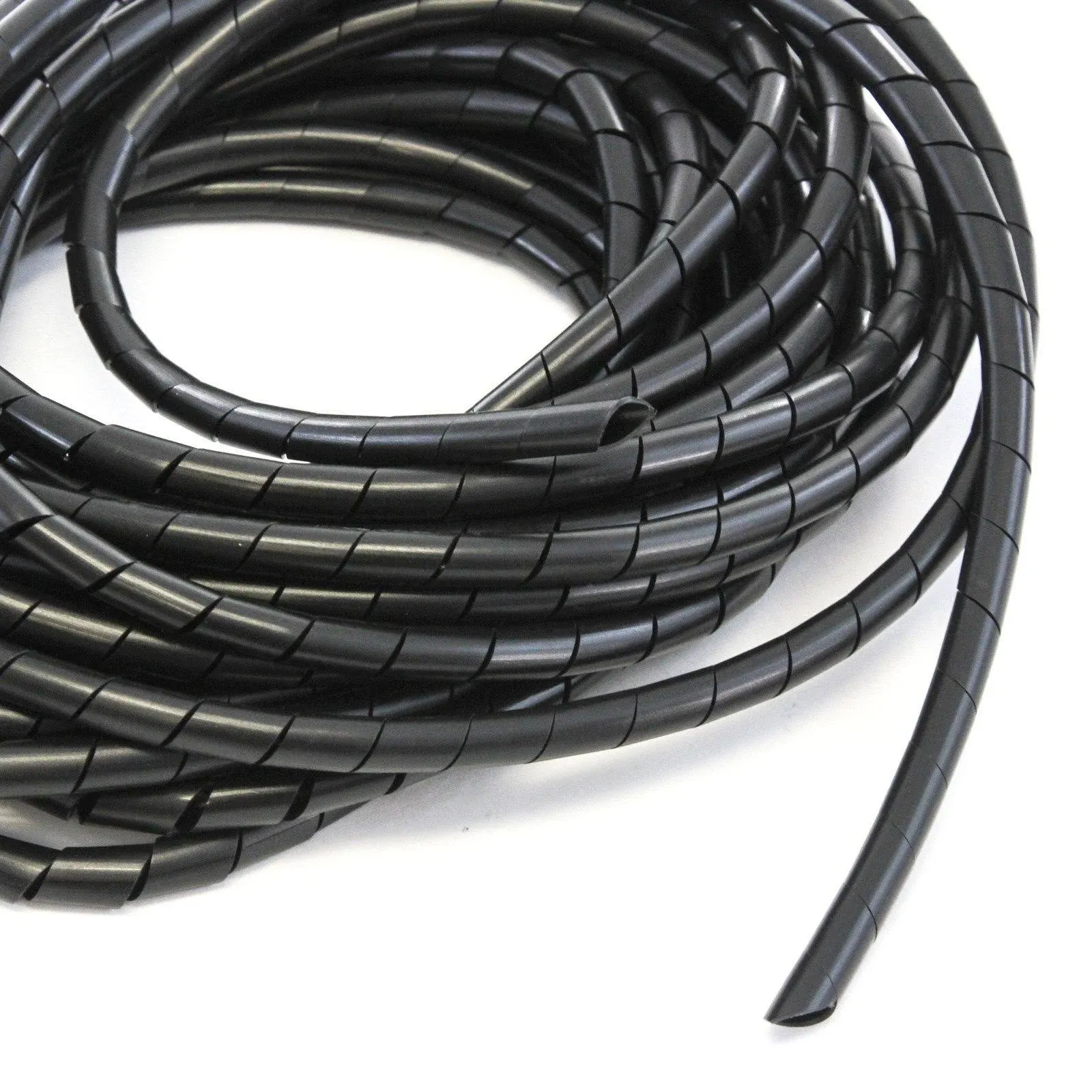 33FT PE 3/8&#034; 10 mm Black Polyethylene Spiral Wire Wrap PC for Computer Car Cable