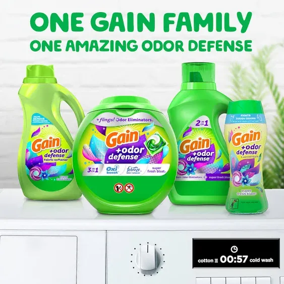 Gain Flings Laundry Detergent Pacs with Odor Defense, Super Fresh HE 3in1 Detergent Pacs with Febreze and Oxi, 112 count