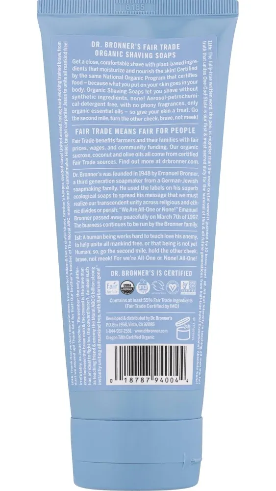 Dr. Bronner's Organic Peppermint Shaving Soap, 7 fl. oz.