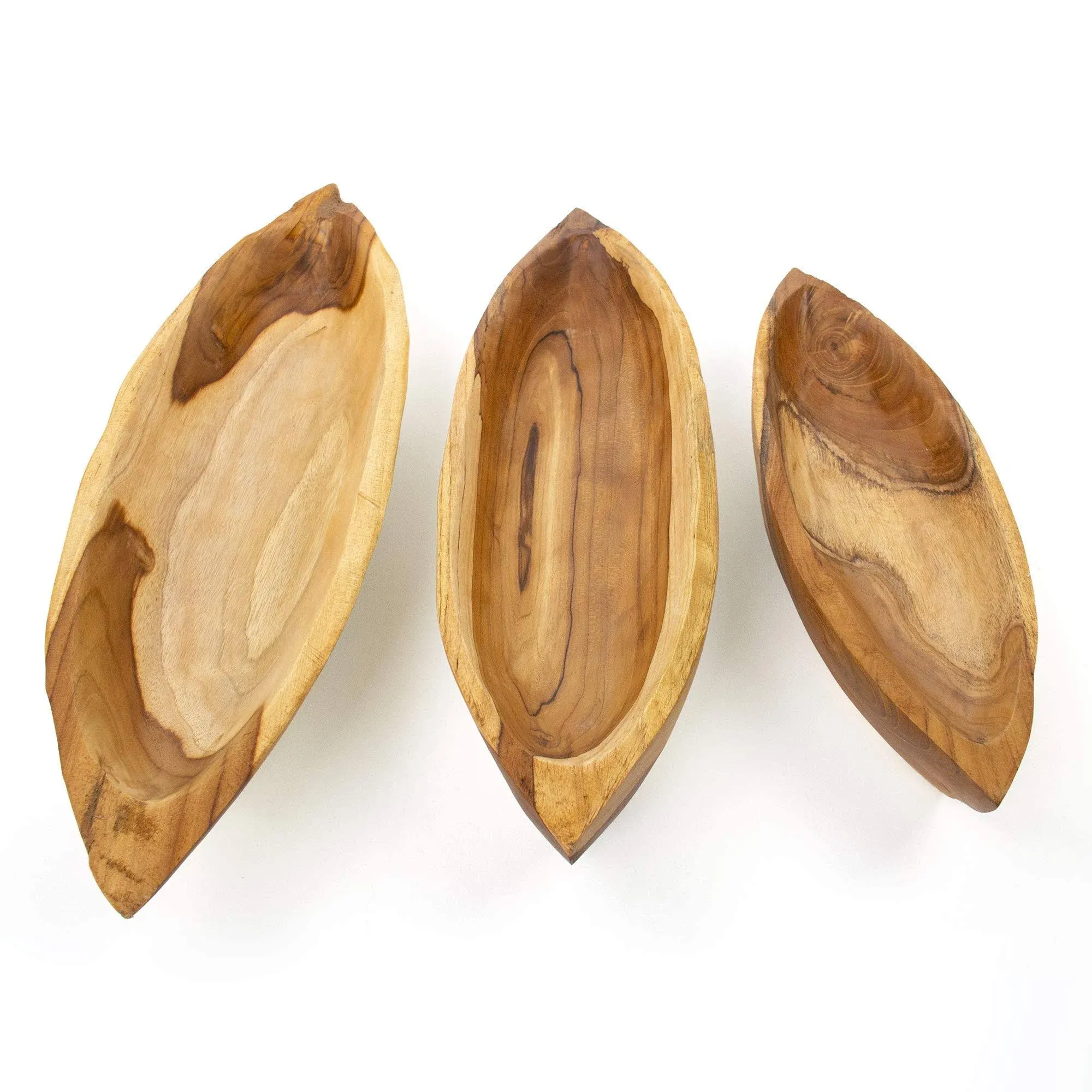 Canoe Wood Bowls Set of 3