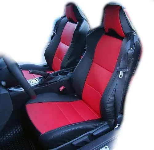 Iggee Black Red Artificial Leather Custom Fit Front Seat Cover Designed for Scion ...