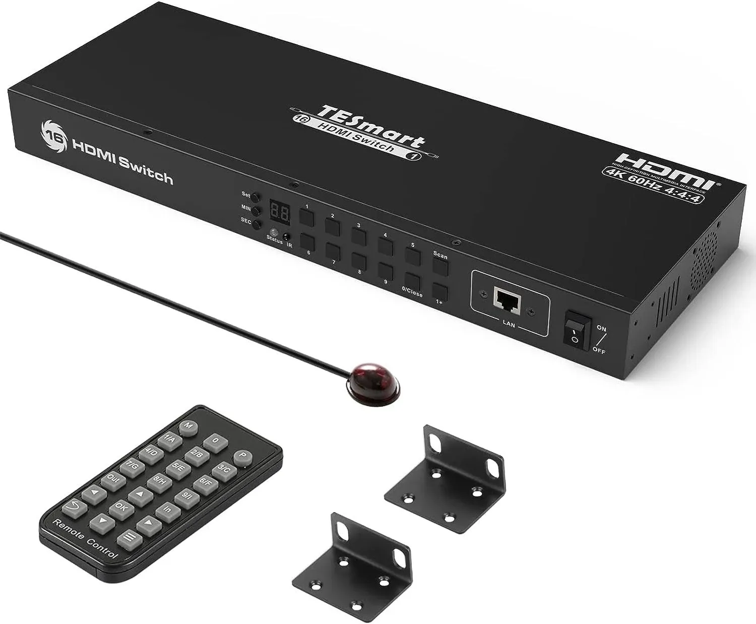 TESmart HDMI Switch 16 Port, 16x1 4K@60Hz HDMI Switcher, EDID Emulator, RS232/LAN ...