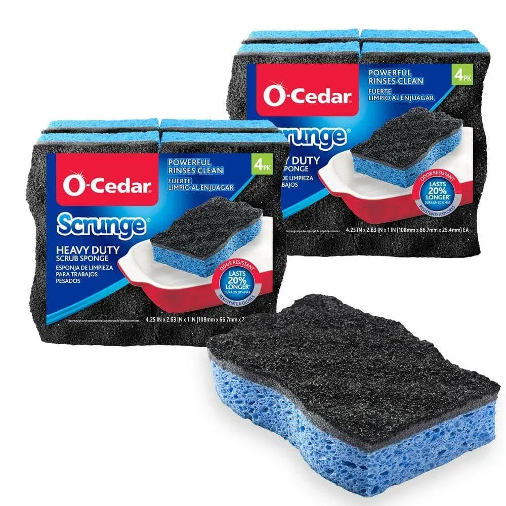 O-Cedar Scrunge Heavy-Duty Scrub Sponge, 8 Scrunge Sponges