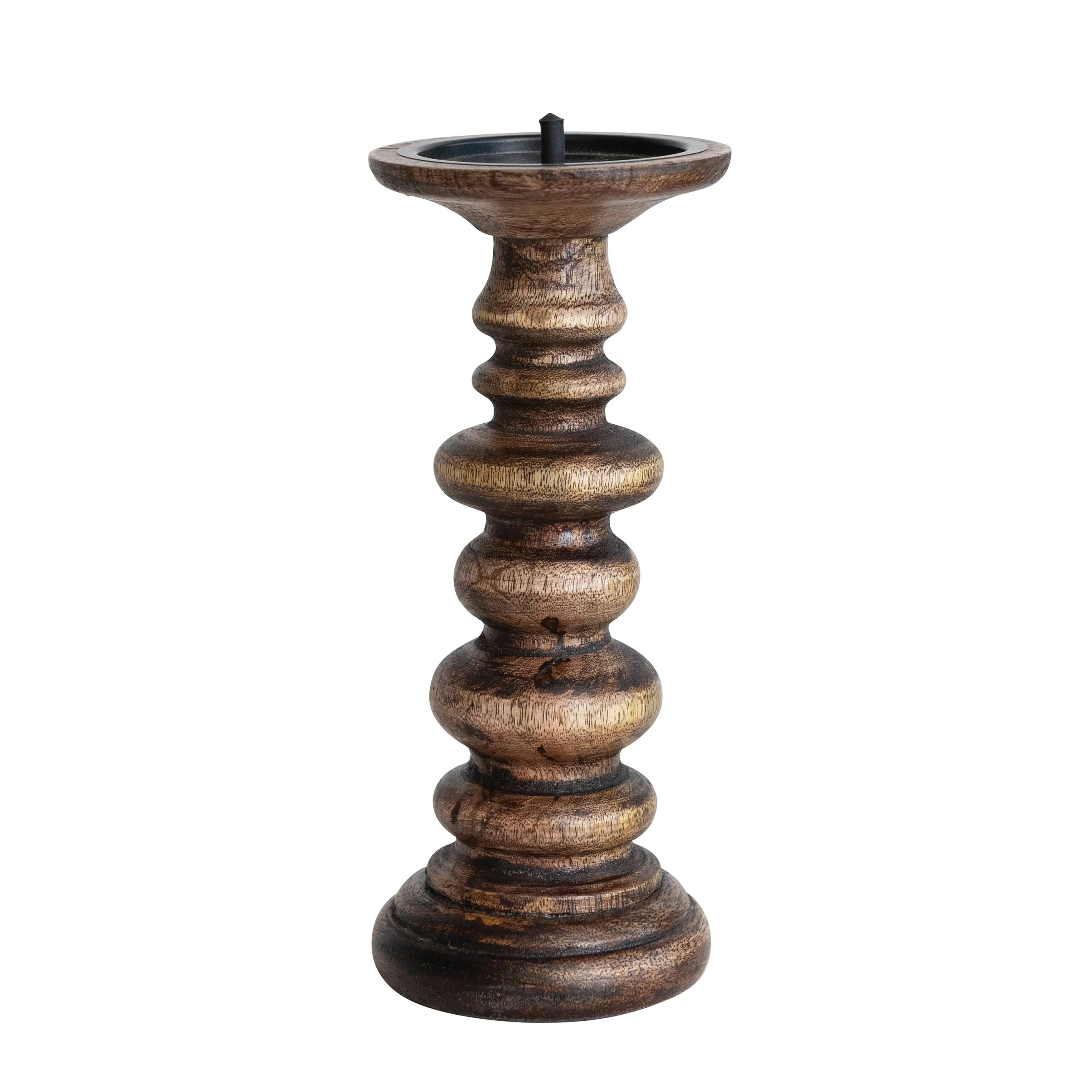 Hand Carved Mango Wood Candle Holder