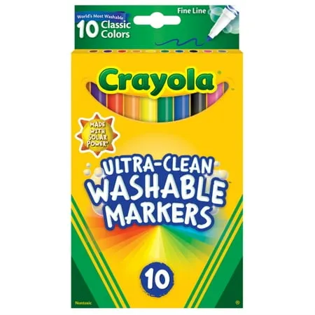 Crayola Ultra-Clean Washable Marker Set - Classic Colors, Thin Line, Set of 8