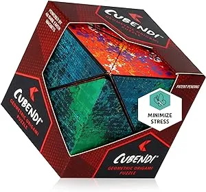 Geometric Origami Puzzle - Infinity Fidget Cube for Adults, Kids & Teens – Mesmerizing & Magnetic Shape Shifting Box w/48 Rare Earth Magnets - by Fun in Motion Toys (Scribble)