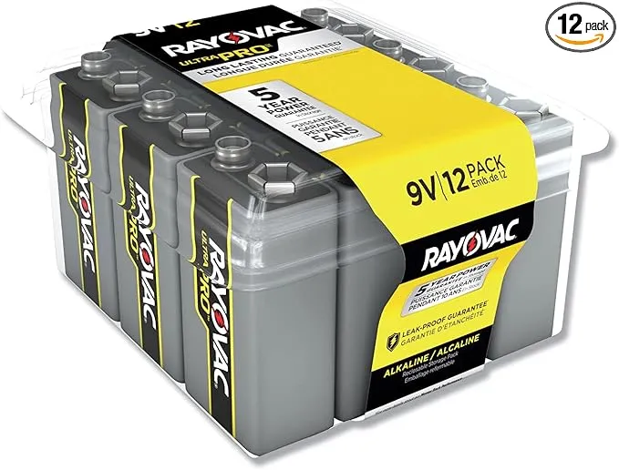 Rayovac 9V Ultra Pro Alkaline Batteries, 12 Pack