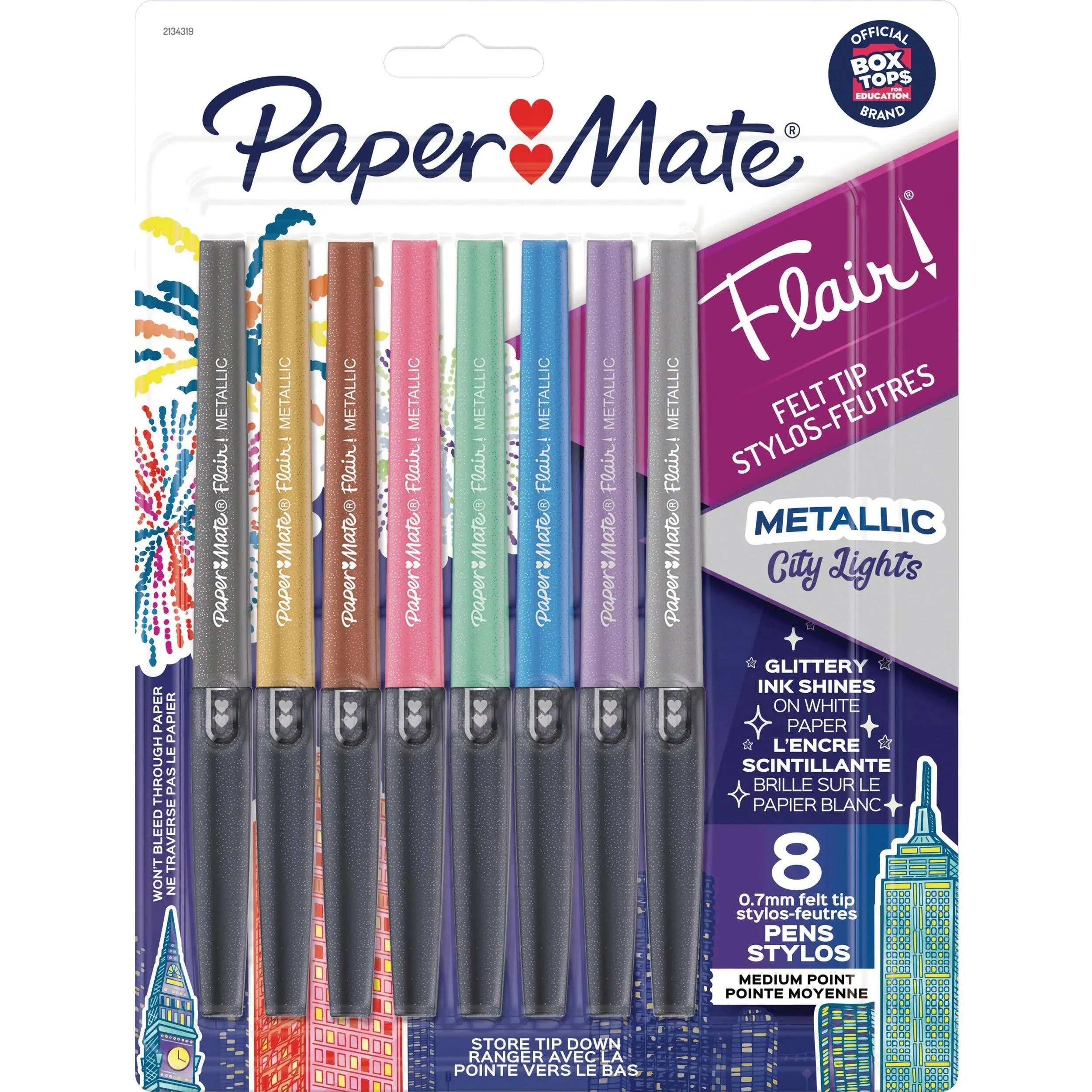 Flair Metallic Porous Point Pen, Stick, Medium 0.7 Mm, Assorted Ink An