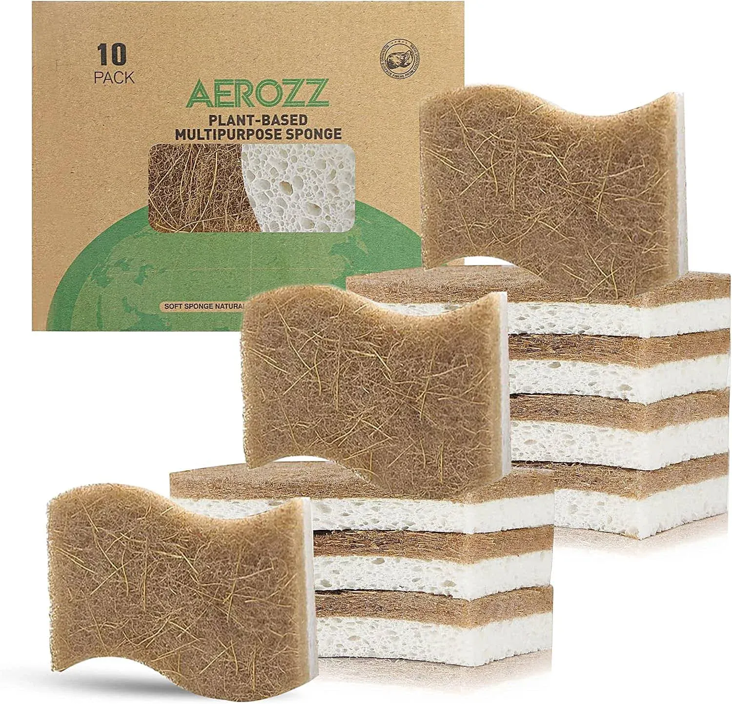 10 Pack Biodegradable Sponges - Sponges Kitchen Natural Sponges for Dishes Na...