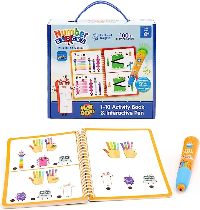 Educational Insights Hot Dots Numberblocks Workbook & Pen Numbers 1-10, 75+ Activities, Ages 4+