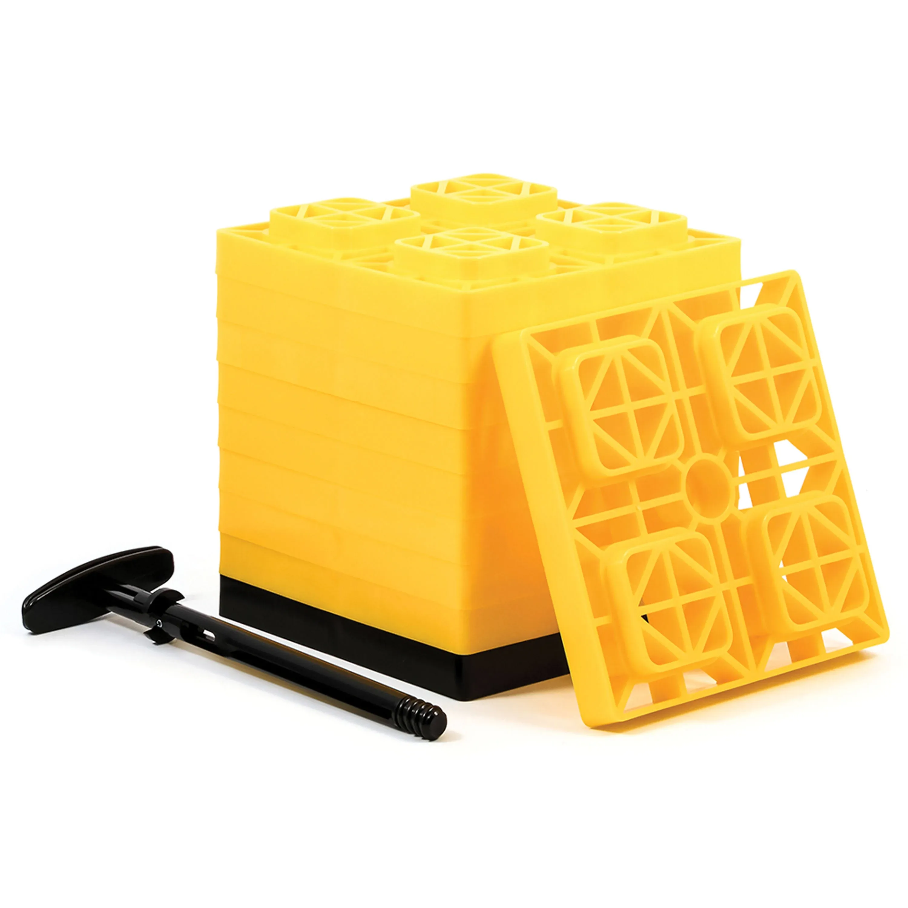 Camco 44512 Fasten Leveling Blocks T-Handle 2x2 Yellow *10-Pack