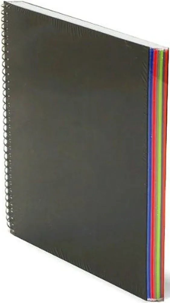 Miquelrius 8.5 x11 Wirebound Notebook, 6-Subject, College Ruled, Black