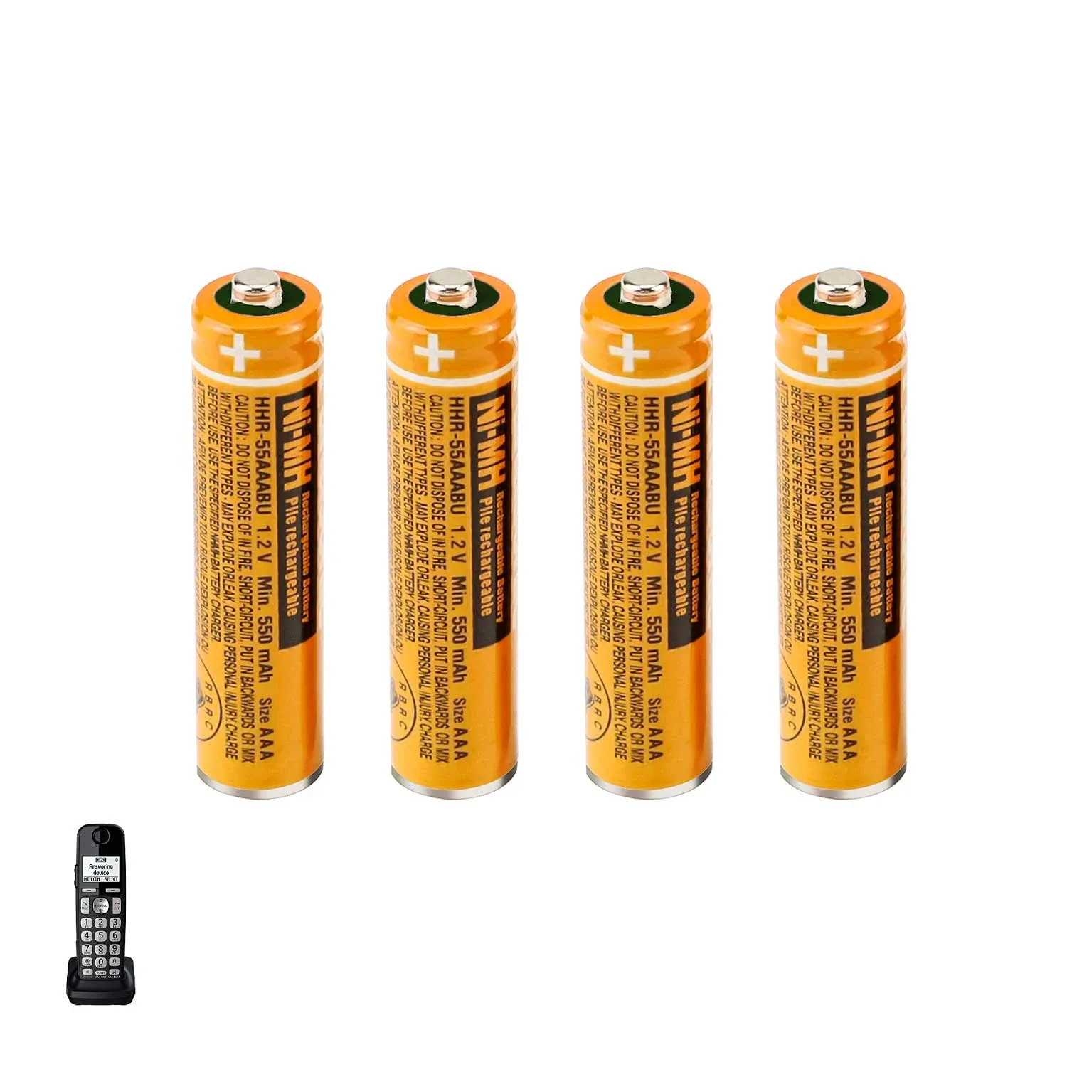 12 Pack HHR-55AAABU NI-MH Rechargeable Battery for Panasonic 1.2V 550mAh AAA Battery for Cordless Phones