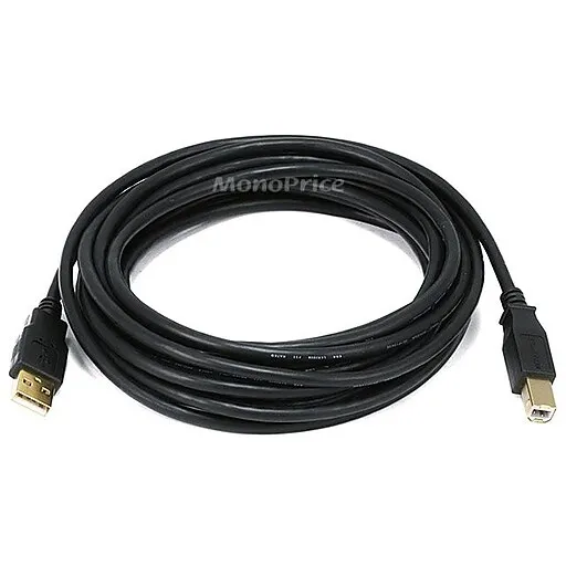 15-Feet USB 2.0 A Male to B Male 28/24AWG Cable (Gold Plated)