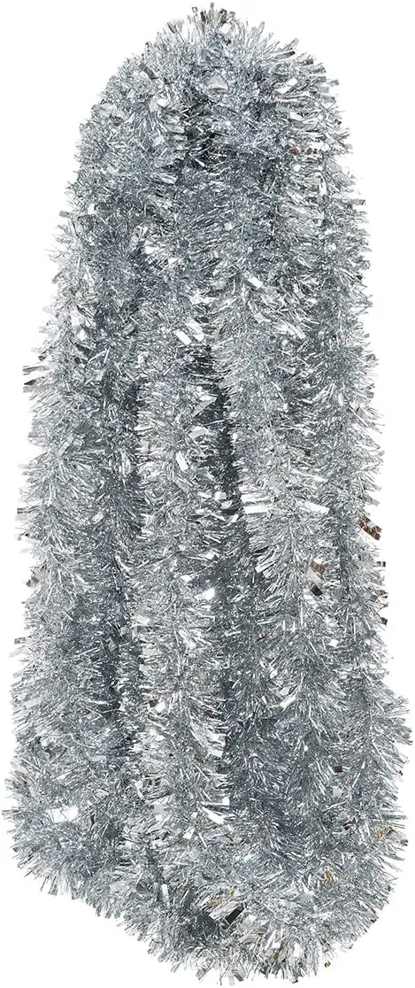 Crafare Silver Metallic Tinsel Garland for Holiday Christmas Tree Decorations ...