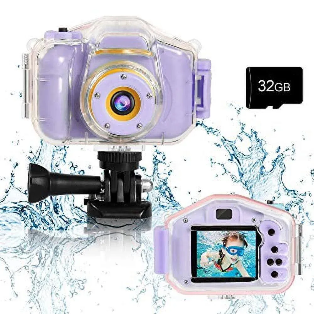 Agoigo Kids Waterproof Camera Toys for 3-9 Year Old Boys Girls Christmas Birthday Gifts HD Children's Digital Action Camera 2 Inch Screen with 32GB Card (Dark Blue)Agoigo Kids Waterproof Camera Toys for 3-9 Year Old Boys Girls Christmas Birthday Gifts HD