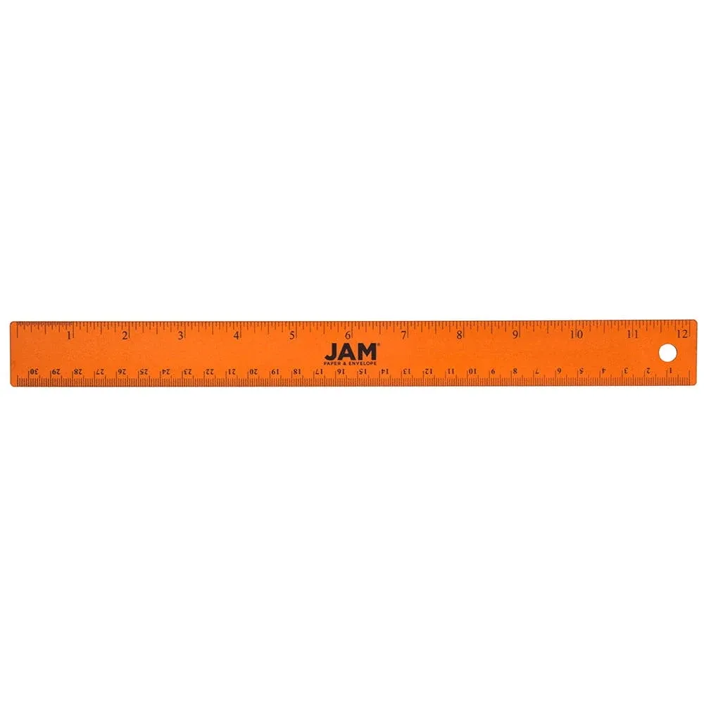 JAM Paper Stainless Steel 12" Ruler, Orange (347M12OR) | Staples