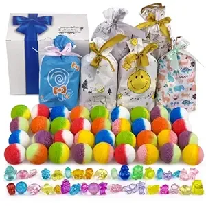 Bath Bombs for Kids, 36PCS Bath Bombs with Crystal Toys for Girls, Organic & Natural Bubble Bath Fizzy Spa at Home, Relaxing Bath Bombs with 6 Gift Sets, Ideal Gift for Birthday, Christmas, Halloween