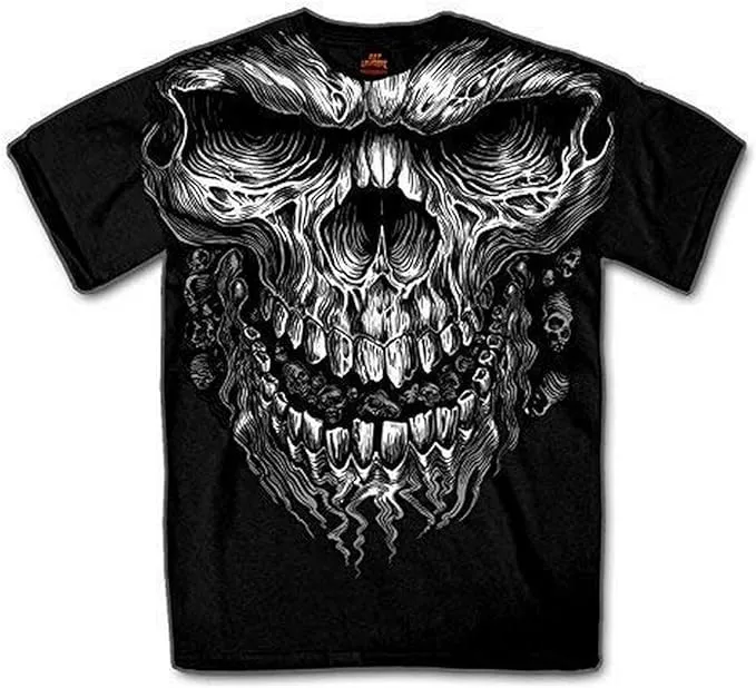 Hot Leathers Men S Shredder Skull Jumbo Print Black T-Shirt Size Large