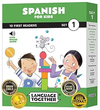 Spanish for Kids: 10 First Reader Books with Online Audio and English (Beginning to Learn Spanish) Set 1 by Language Together