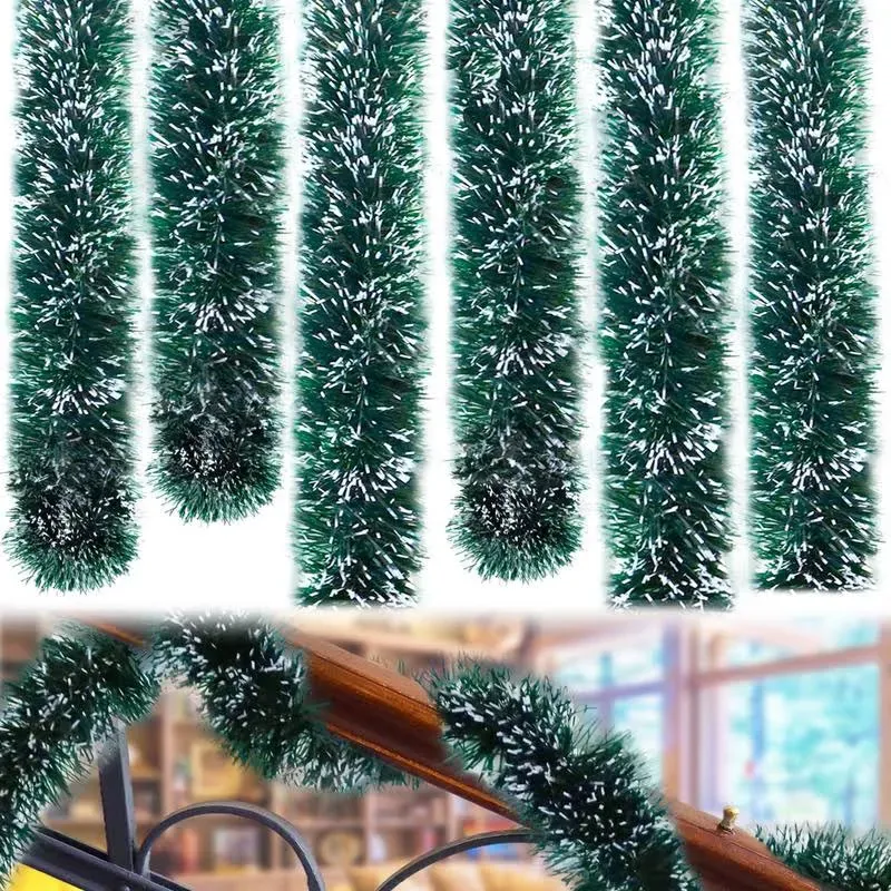 50 Feet Garland for Christmas Decorations,Green Snowy Garland,Artificial Christm