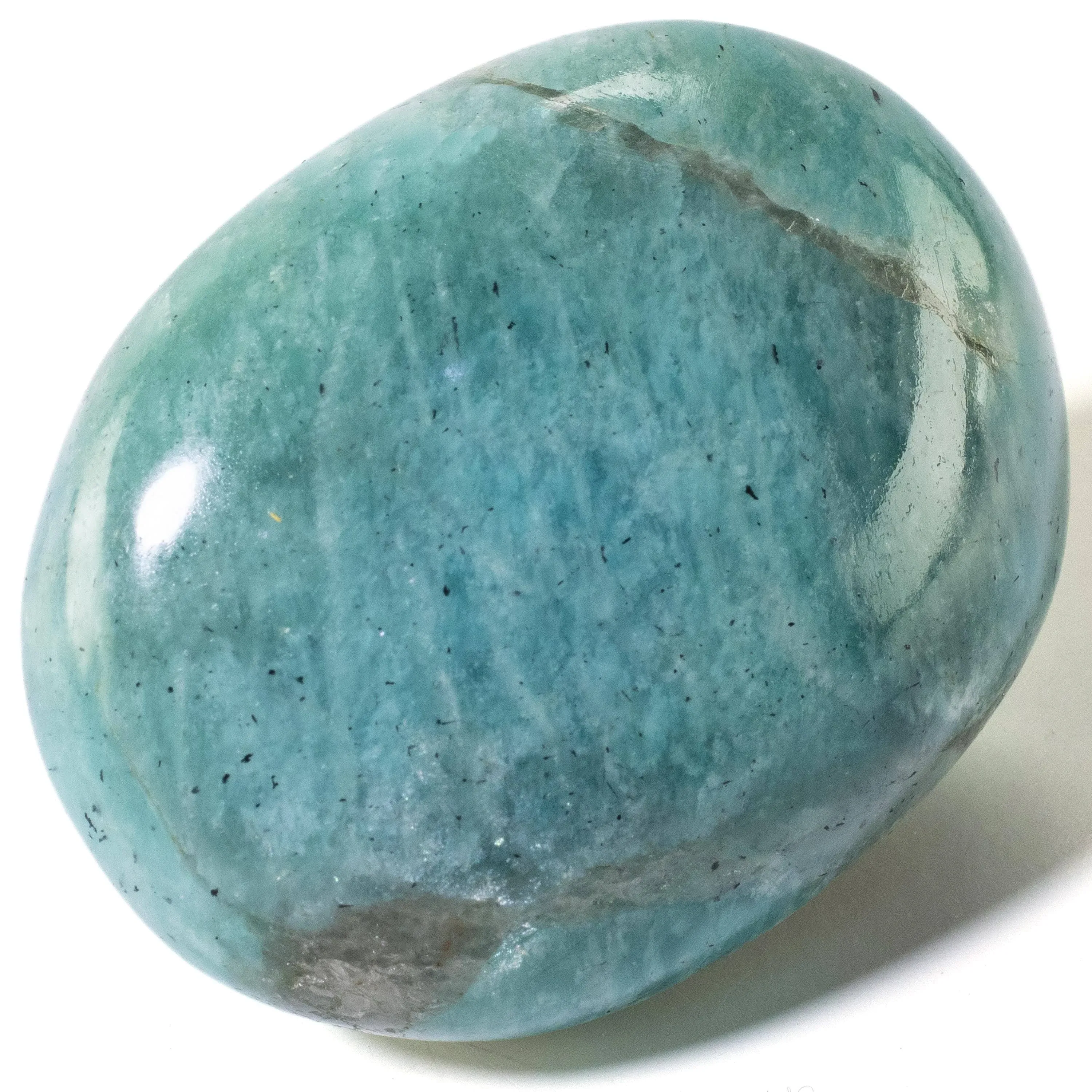 KALIFANO Amazonite Palm Stone with Healing & Calming Effects AAA Grade High Energy Amazonita Worry Stone with Information Card