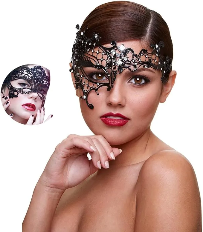 Women's Shiny Rhinestone Venetian Masquerade Mask